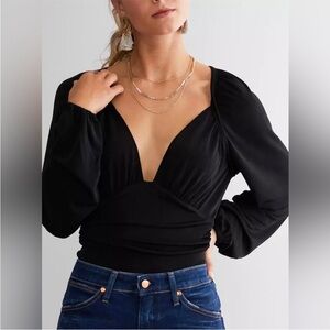 Free People Intimately In Your Arms Black Bodysuit Size XS